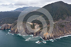Aerial View of Scenic Coast of Northern Oregon photo