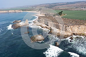 Aerial View of Scenic Coastline Near Santa Cruz, California