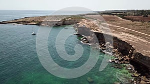 Aerial view of scenic coastline of Plemmirio in Sicily