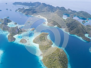Aerial View of Scenic Islands in Wayag, Raja Ampat