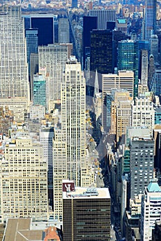 Aerial view of scenic Manhattan downtown skyline