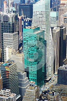 Aerial view of scenic Manhattan downtown skyline