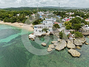 Aerial view of the scenic Playa Los Minos beach in Rio San Juan, Dominican Republic photo