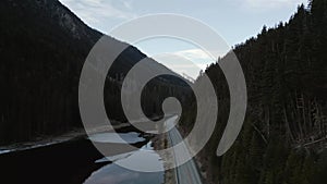 Aerial View of Scenic Road from Lillooet to Pemberton, British Columbia, Canada.