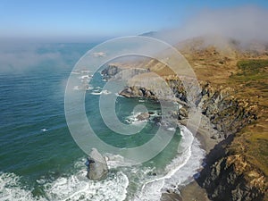 Aerial View of Scenic Seascape in Northern California
