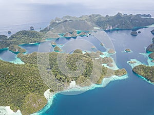 Aerial View of Scenic Tropical Islands in Wayag, Raja Ampat