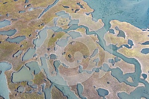 Aerial View of Scenic Wetlands in New England