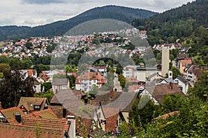 Aerial view of Schiltach village, Baden-Wurttemberg state, Germa