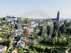 Aerial View Schloss Bensberg and public surroundings Berglisch Gladbach Germany near cologne