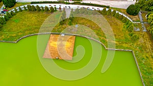 Aerial view of Schonbrunn Park from Gloriette structure in Vienna, Austria