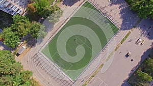 Aerial view of schoolyard football field