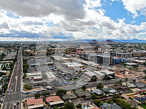 Aerial view of Scottsdale desert city in Arizona east of state capital Phoenix.