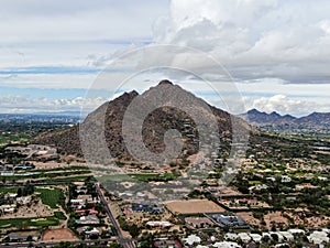 Aerial view of Scottsdale desert city in Arizona east of state capital Phoenix.