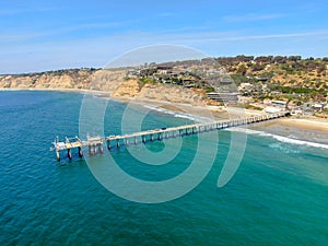 Aerial view of the scripps pier institute of oceanography, La Jolla, San Diego