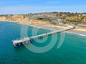 Aerial view of the scripps pier institute of oceanography, La Jolla, San Diego