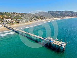 Aerial view of the scripps pier institute of oceanography, La Jolla, San Diego