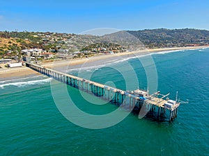 Aerial view of the scripps pier institute of oceanography, La Jolla, San Diego