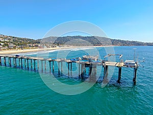 Aerial view of the scripps pier institute of oceanography, La Jolla, San Diego