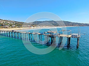 Aerial view of the scripps pier institute of oceanography, La Jolla, San Diego