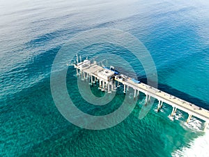 Aerial view of the scripps pier institute of oceanography, La Jolla, San Diego, California, USA.