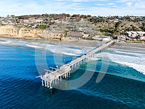 Aerial view of the scripps pier institute of oceanography, La Jolla, San Diego, California, USA. photo