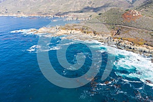 Aerial View of the Sea and Beautiful Coastline in Northern California