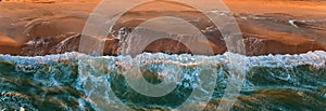 Aerial view of sea and desert coastline - Namib Desert