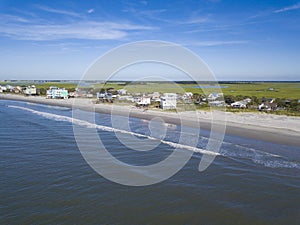 Aerial view from the sea of Folly Beach, South Carolina