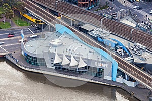 Aerial view of Sea Life Aquarium in Melbourne CBD