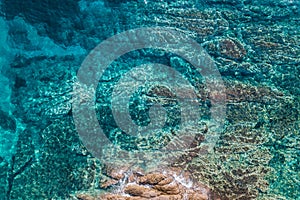 Aerial view of the sea and the rock