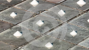 Aerial view of sea salt farm in Taiwan