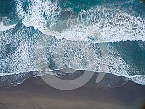 Aerial view of sea waves in hindia ocean
