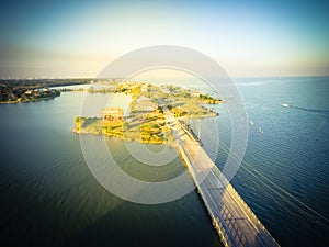 Aerial view of Seabrook city near Texas Gulf Coast and Clear Lake