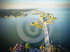 Aerial view of Seabrook city near Texas Gulf Coast and Clear Lake