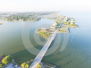 Aerial view of Seabrook city near Texas Gulf Coast and Clear Lake