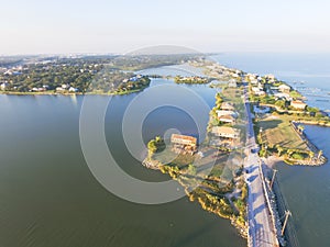 Aerial view of Seabrook city near Texas Gulf Coast and Clear Lake