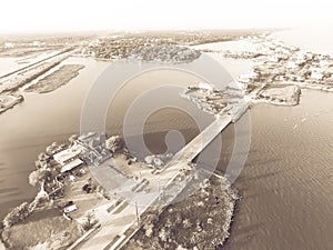 Aerial view of Seabrook city near Texas Gulf Coast and Clear Lake