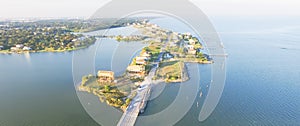 Aerial view of Seabrook city near Texas Gulf Coast and Clear Lake