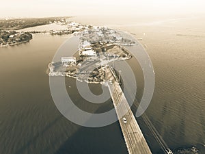 Aerial view of Seabrook city near Texas Gulf Coast and Clear Lake