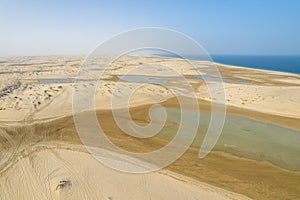 Aerial view of the Sealine Desert and Sand Dunes in Qatar