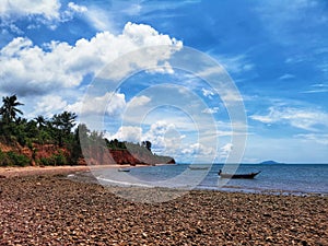 Aerial view seascape beautiful in Thailand sunlight