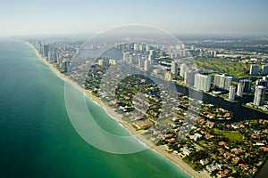 Aerial view of seashore in Miami