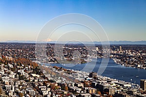 Aerial View of Seattle in fall