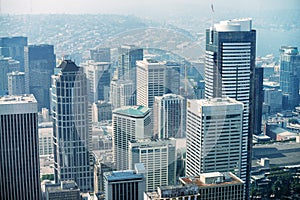 Aerial view of Seattle skyscrapers, WA