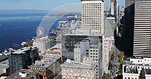 Aerial view of Seattle, Washington city center 4K