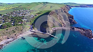 Aerial view of Second Valley Jetty and foreshore