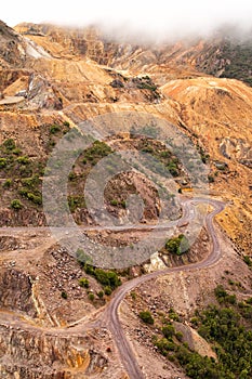 Aerial view of sections of open cut mining pit