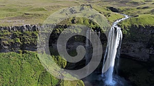 Aerial view of Seljalandsfoss in Iceland