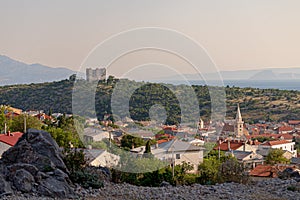 Aerial view of Senj town, touristic destination in Croatia