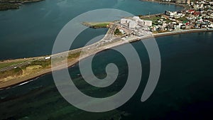 Aerial View of Seongsan city in Jeju Island, Republic of Korea.